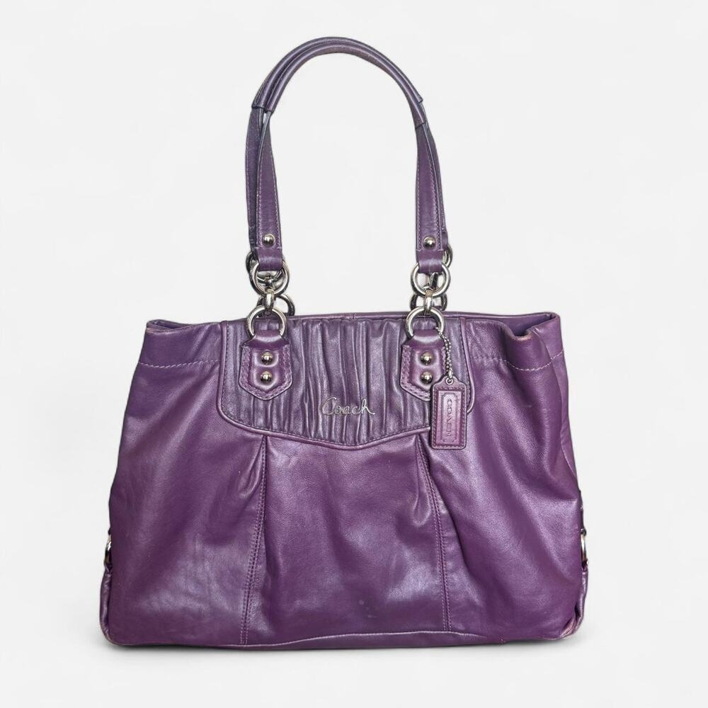 Vintage Y2k Coach Purple Leather Maggie Tote